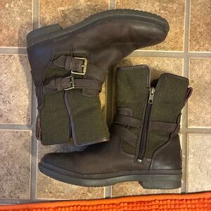 Brown and Dark Green Buckle Boots Australian UGG brand.
